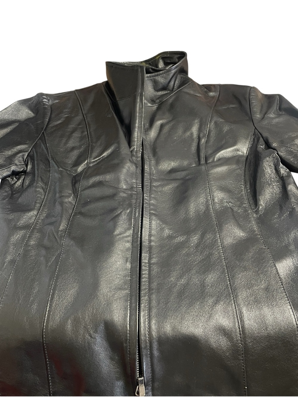 East 5th Ladies Black Leather Zip-Front Jacket